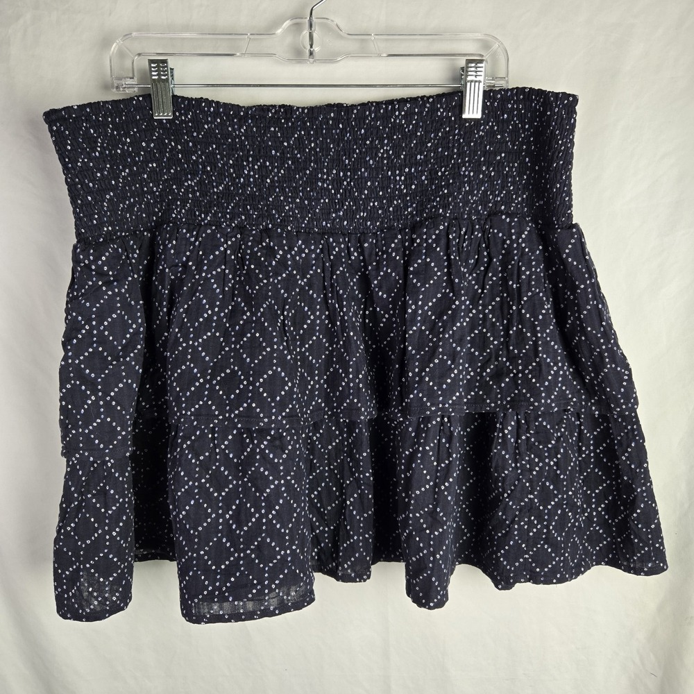Universal Thread 1X Navy‎ Geo Print Flounce Smocked Waistband Mini Skirt Boho